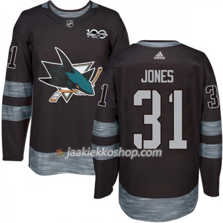 Miehille NHL San Jose Sharks Pelipaita Martin Jones 31 1917-2017 100th Anniversary Adidas Musta Authentic